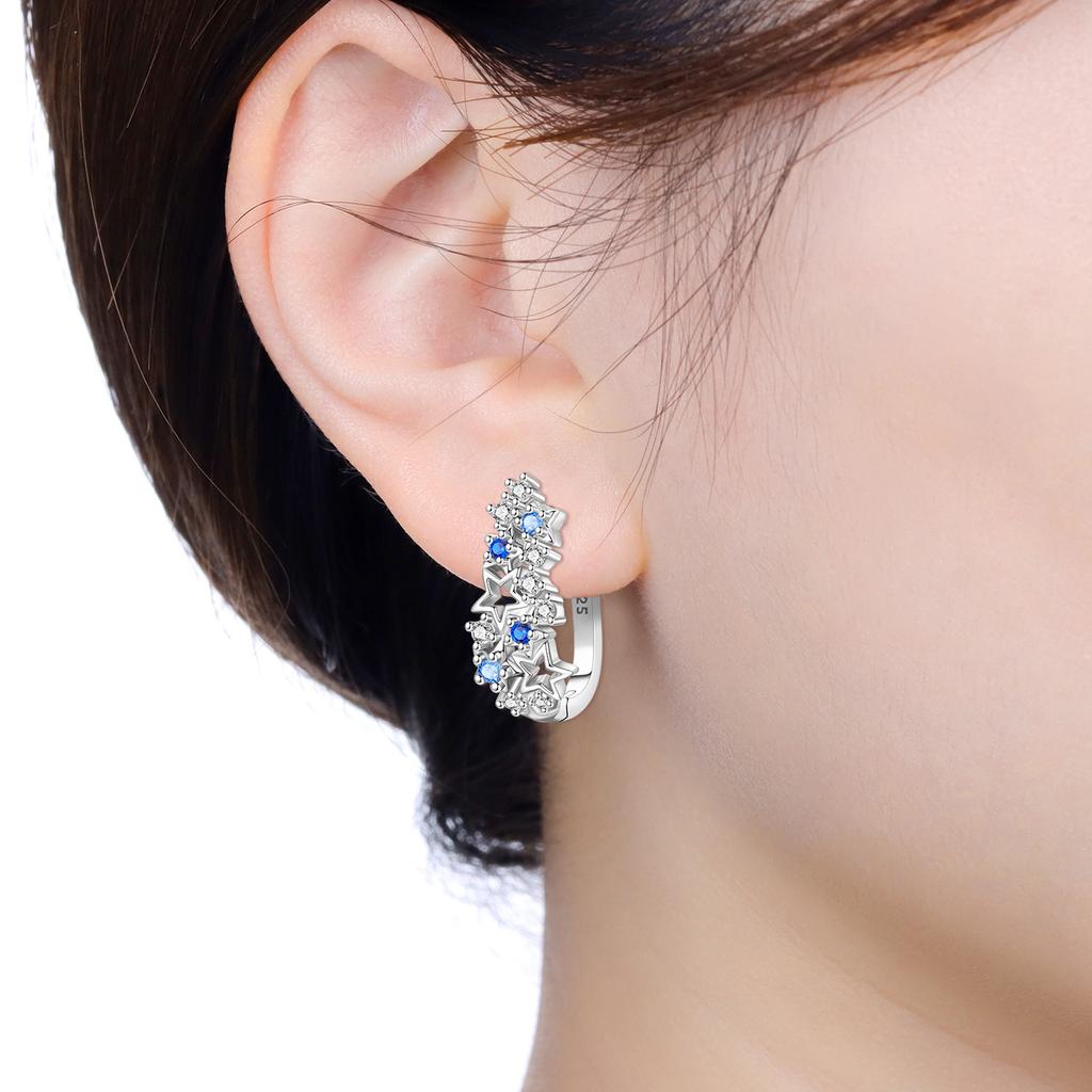S925 Sterling Silver Blue Star River Earrings Hoop Earrings Women Jewelry Original Trendy Anniversary Gifts