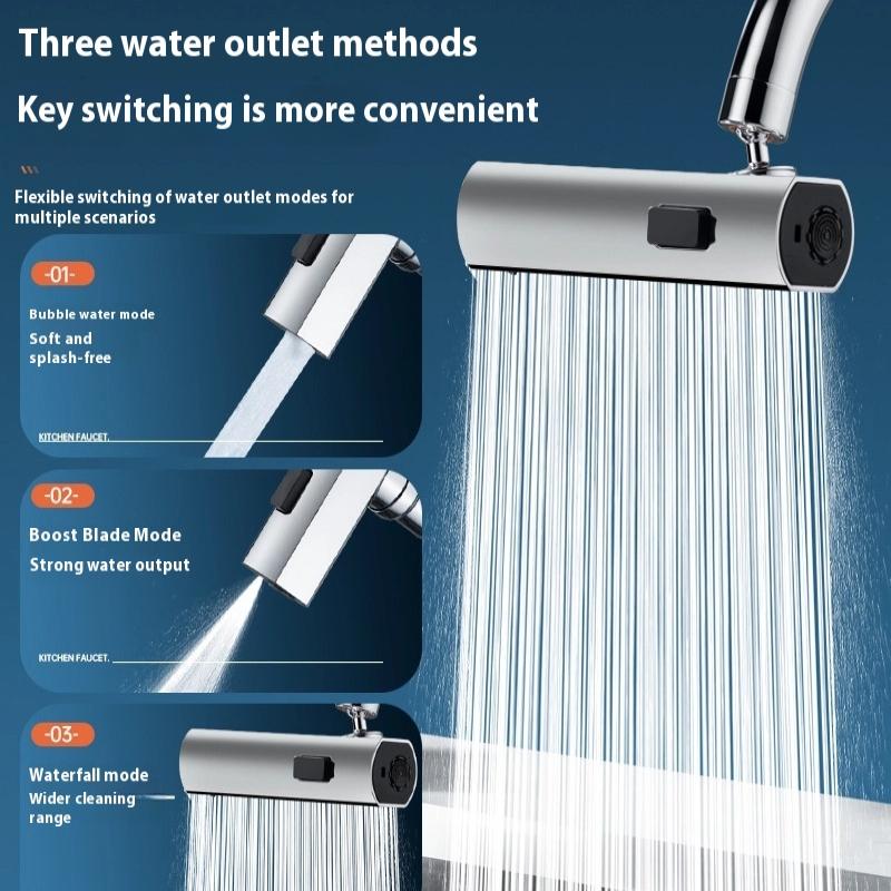 Baterie Bucătărie Cascadă Trei Moduri Universală Pivotantă Extensibilă Duză Anti-Stropire Chiuvetă Multifuncțională