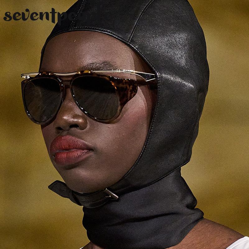 Oversized Oval Punk Sunglasses Women Men  Luxury Brand Designer Vintage Round Metal Frame Sun Glasses For Ladies Eyewear