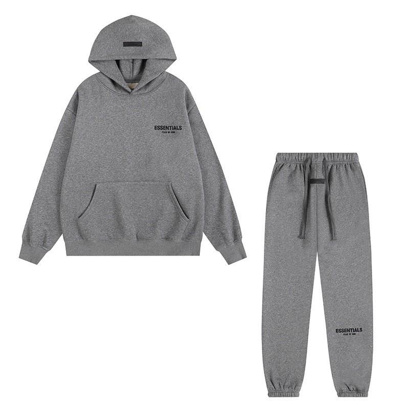 FEAR OF GOD ESSENTIALS Flocked Letter Hoodie Loose Fit Fleece Sweatshirt Youth Casual Wear