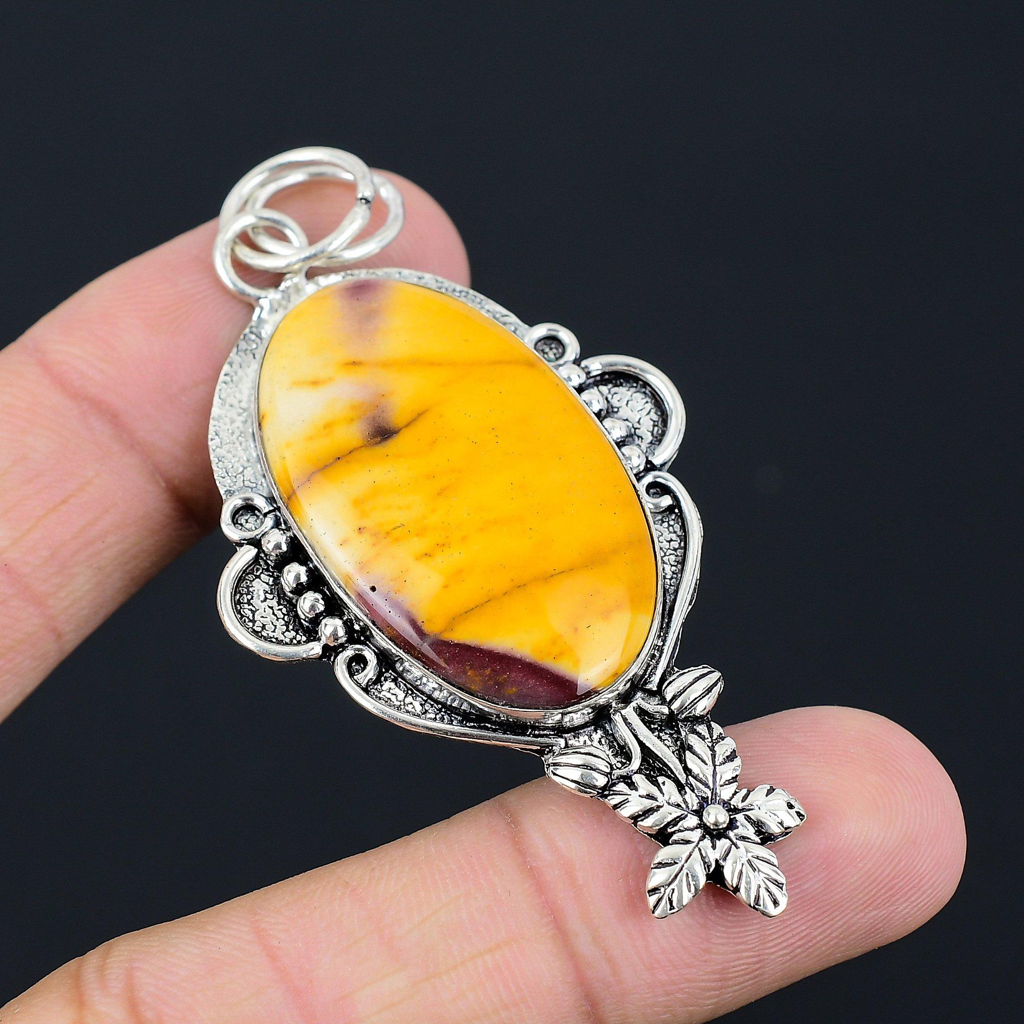 Natural Mookaite Gemstone Jewelry 925 Sterling Silver Pendant Flower For Women