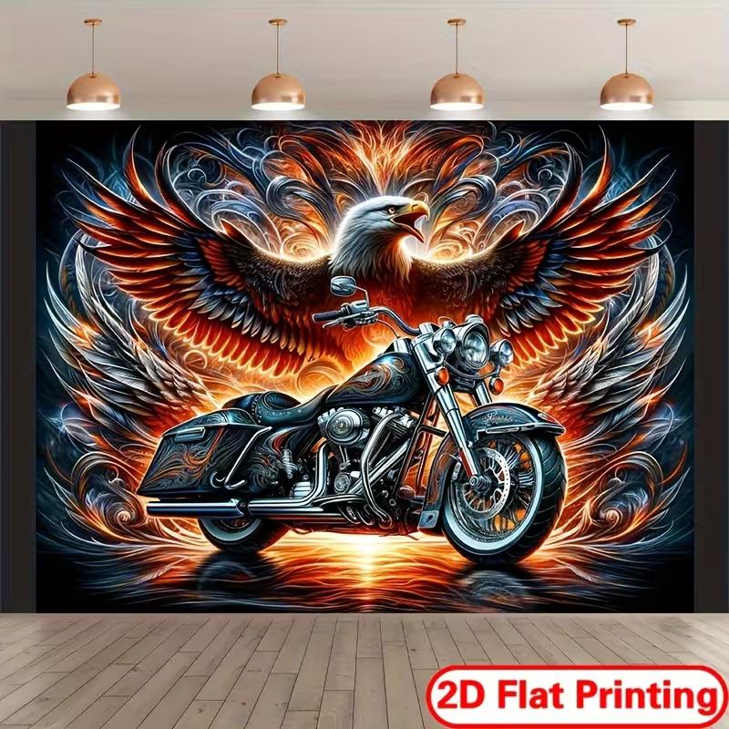 

2D Motorcycle & Eagle Backdrop for Photography and Wall Decor 47.2x31.5inch/120*80cm