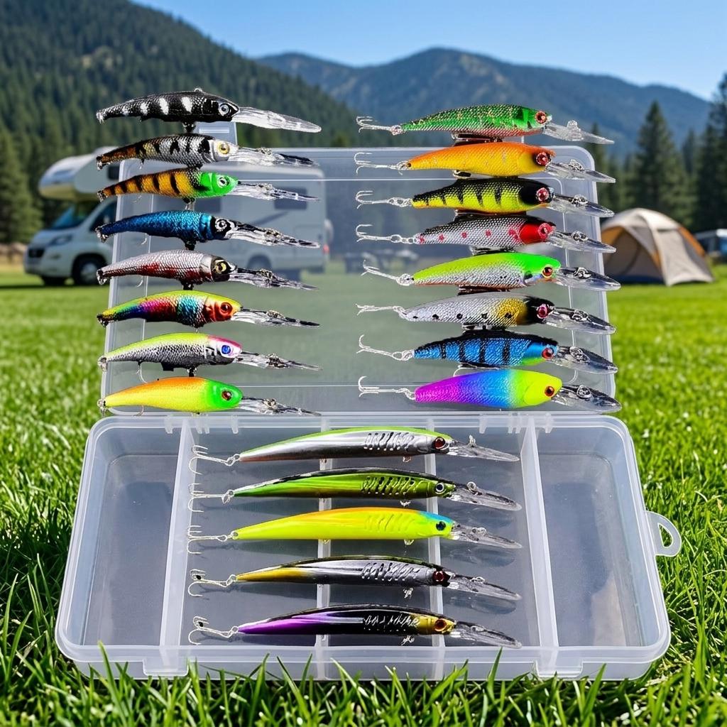 21pcs/set Fishing Lures Kit Freshwater Hard Bass Trout Pike Accessories Including Minnow Lure