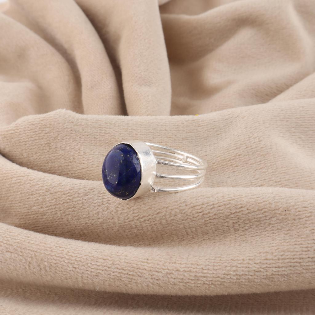 Natural Lapis Lazuli Gemstone 925 Sterling Silver Handmade Women Jewelry Designer Proposal Ring For Her RR-73-24