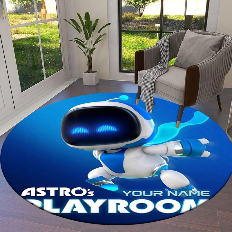ASTRO BOT Custom Name Round Area Rug,Carpet Rug for Living Room Bedroom Sofa Playroom Decor,Non-slip Floor Mat