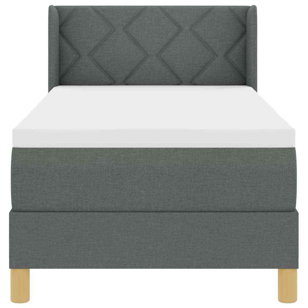 Box Spring Bed with Mattress Dark Gray 200 x 80 cm Fabric
