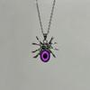 Personality Gothic Spider Colorful Glass Eyeball Pendant Necklace for Women Hallowmas Hip-hop Punk Jewelry Accessories Gifts