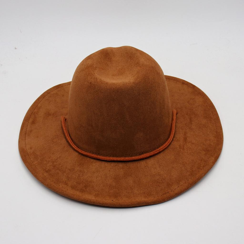 Nyugati Cowboy Kalap Szélvédő Kötél Jazz Kalap Velúr Vintage Felsőkallap Filc Kalap Gyapjú Kalap Férfiaknak és Nőknek