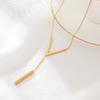 1Pcs Stainless Steel Long Bar Tassel Paragraph V Shaped Collarbone Necklace Female Holiday Party Minimalist Style
