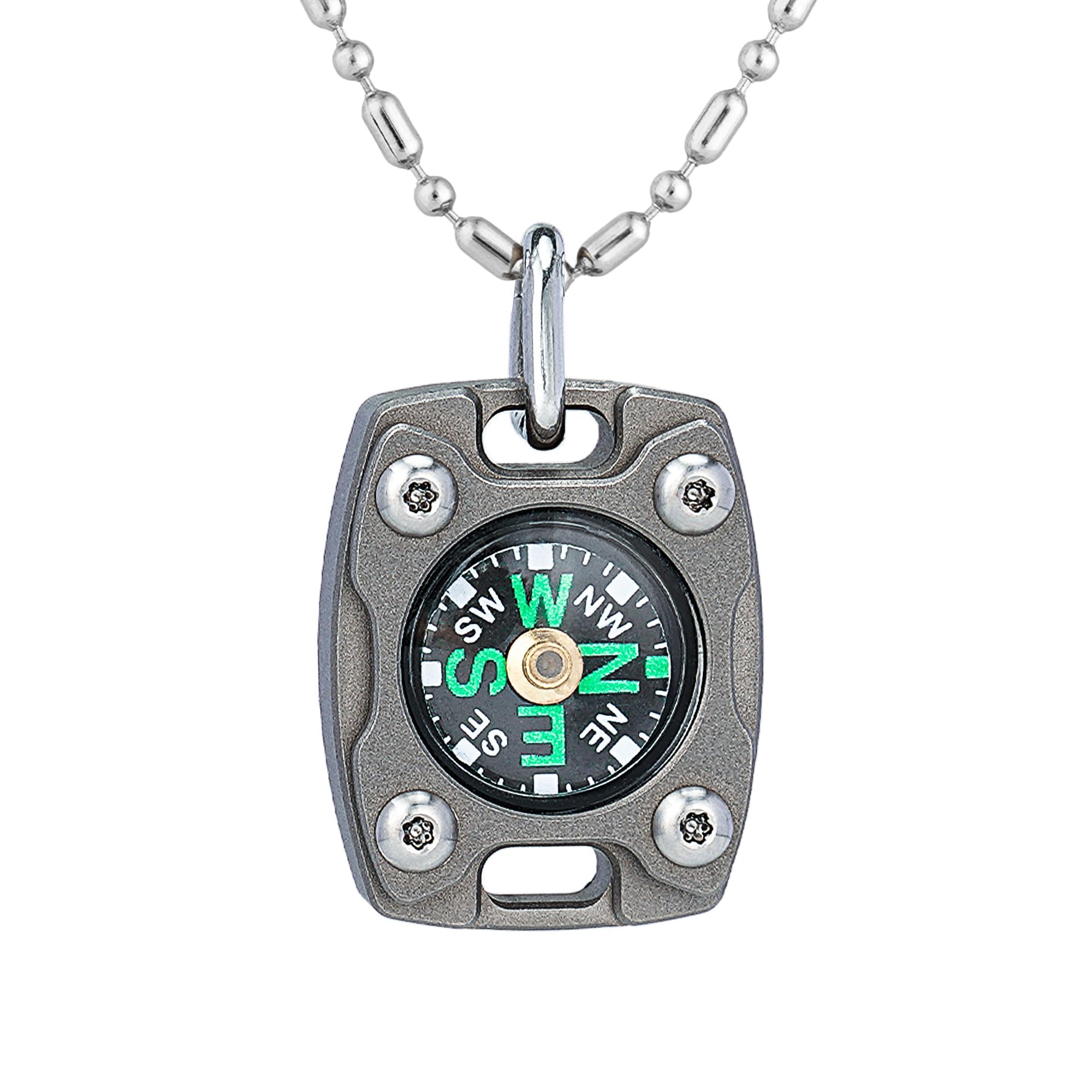 

MecArmy Compass with IPX5 Keychain for Outdoor Cycling Glow-in-the-Dark Necklace, CMP2, Small, High-Precision Titanium/Brass/Copper Compass,