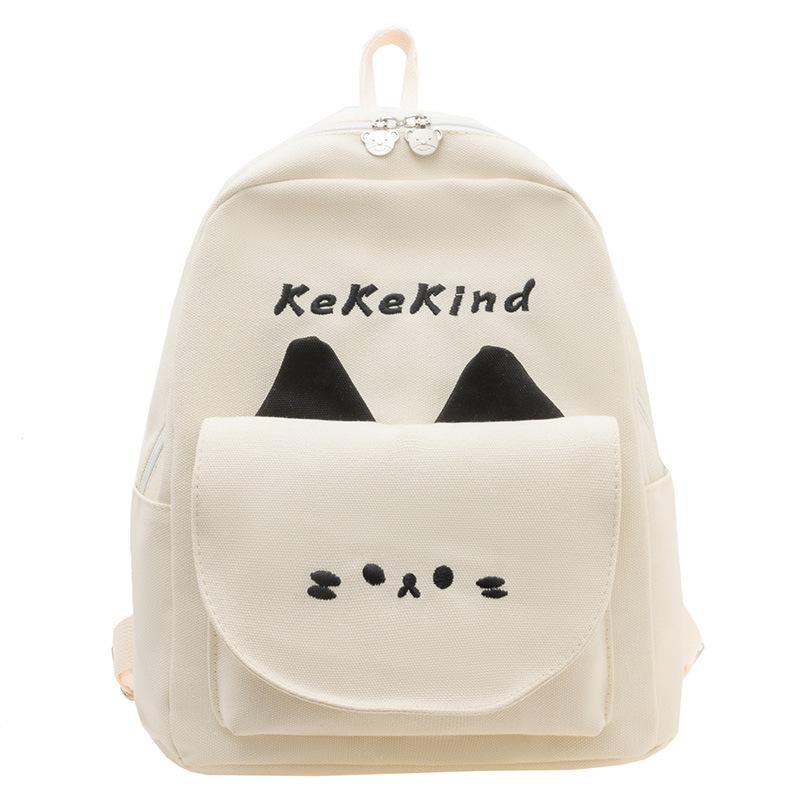 

Cat Dog Theme Canvas Backpack Outdoor Large Capacity Breathable Schoolbag Cat Black