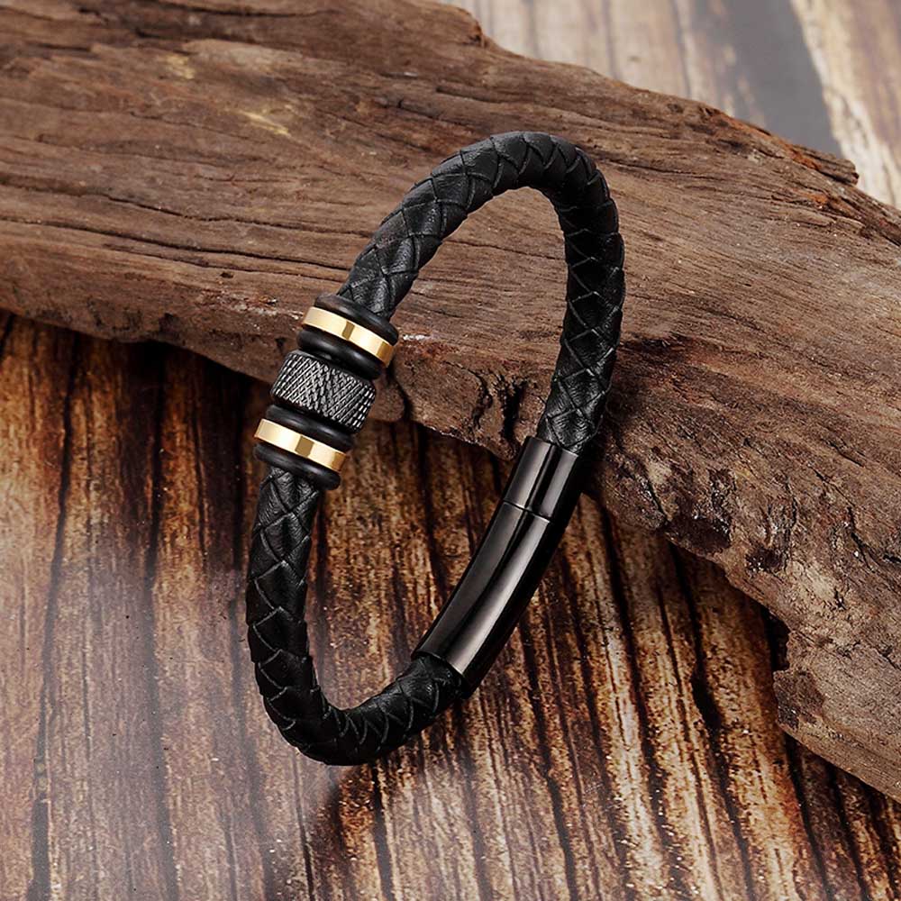 

Accessories Bracelet Men s Fashion Gift Black Genuine Leather Bracelets DIY Combination Wild Handsome Gift 19cm