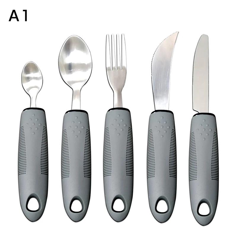 3/4/5Pcs/Set Elderly Adaptive Utensils Disabled Bendable Feeding Dinnerwares Parkinsons Self Training Spoon Fork Tableware