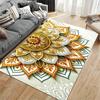 Area Rug, 3D Mandala Flower Gold Orange White Paper Cut Print, Living Room Decor, Non-Slip Mat