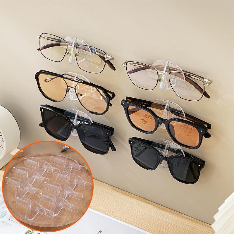 3/6/12Pcs Glasses Storage Rack Wall-Mounted Sunglasses Storage Rack Eyeglasses Holder Transparent Wall Home Glasses Holder