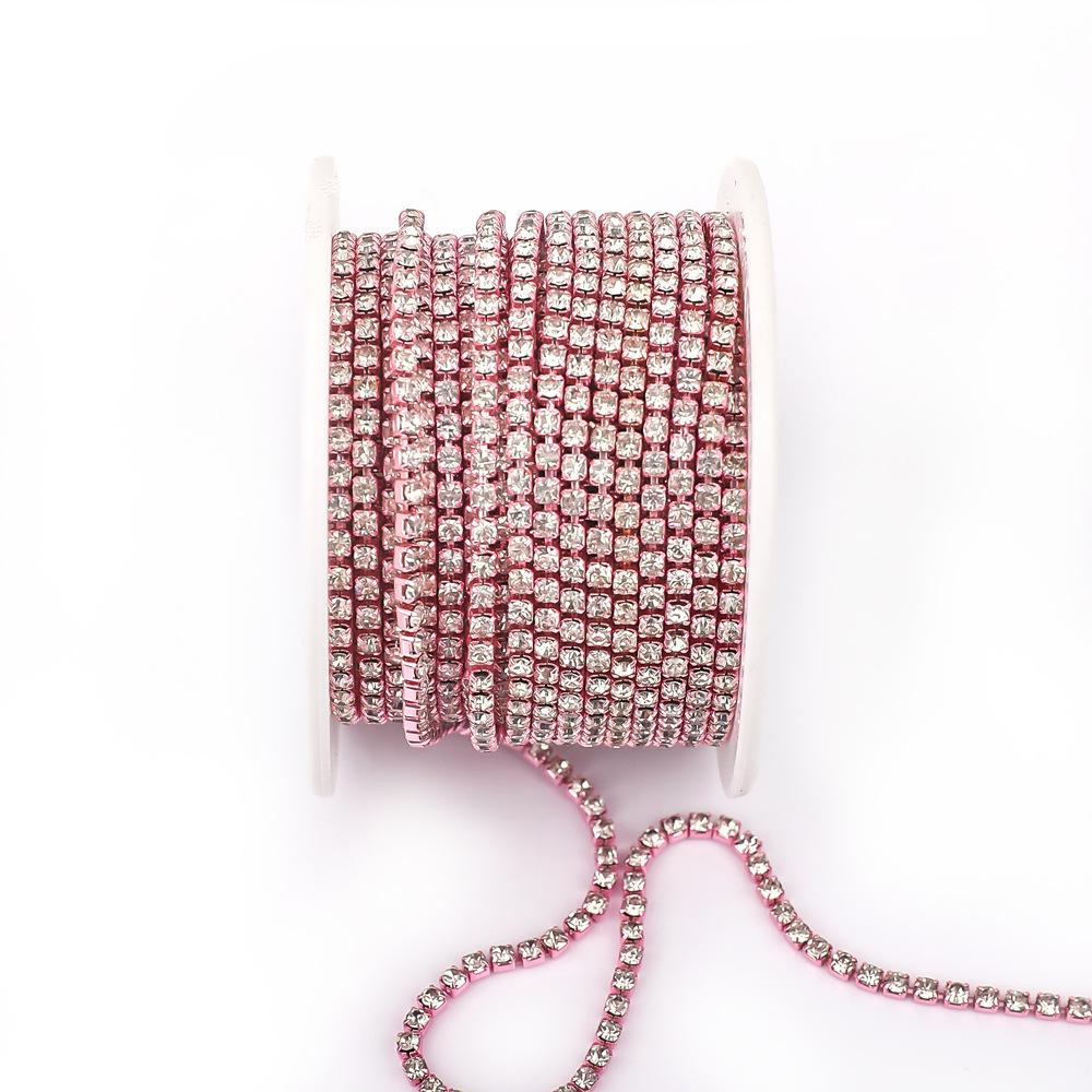 Electroplated Glass Rhinestone Single Row Claw Chain for DIY Costume Accessories