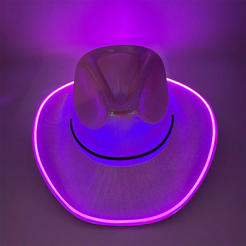 Iridescent LED Light-Up Cowboy Hat for Cosplay & Halloween