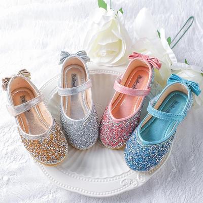 Elsa Princess Girls' Diamond Dance Shoes - Spring & Autumn Leather Shoes for Children