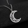 Viking Celtics Crescent Moon Pendant Necklace for Men Women Stainless Steel Gothic Jewelry Wicca Amulet Gift