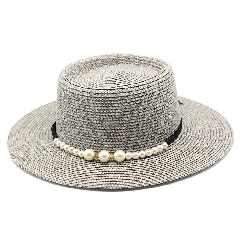 Straw Hat Women'S Summer Concave Top Top Hat Seaside Vacation Pearl Beach Hat Internet Celebrity Straw Hat Sun Hat