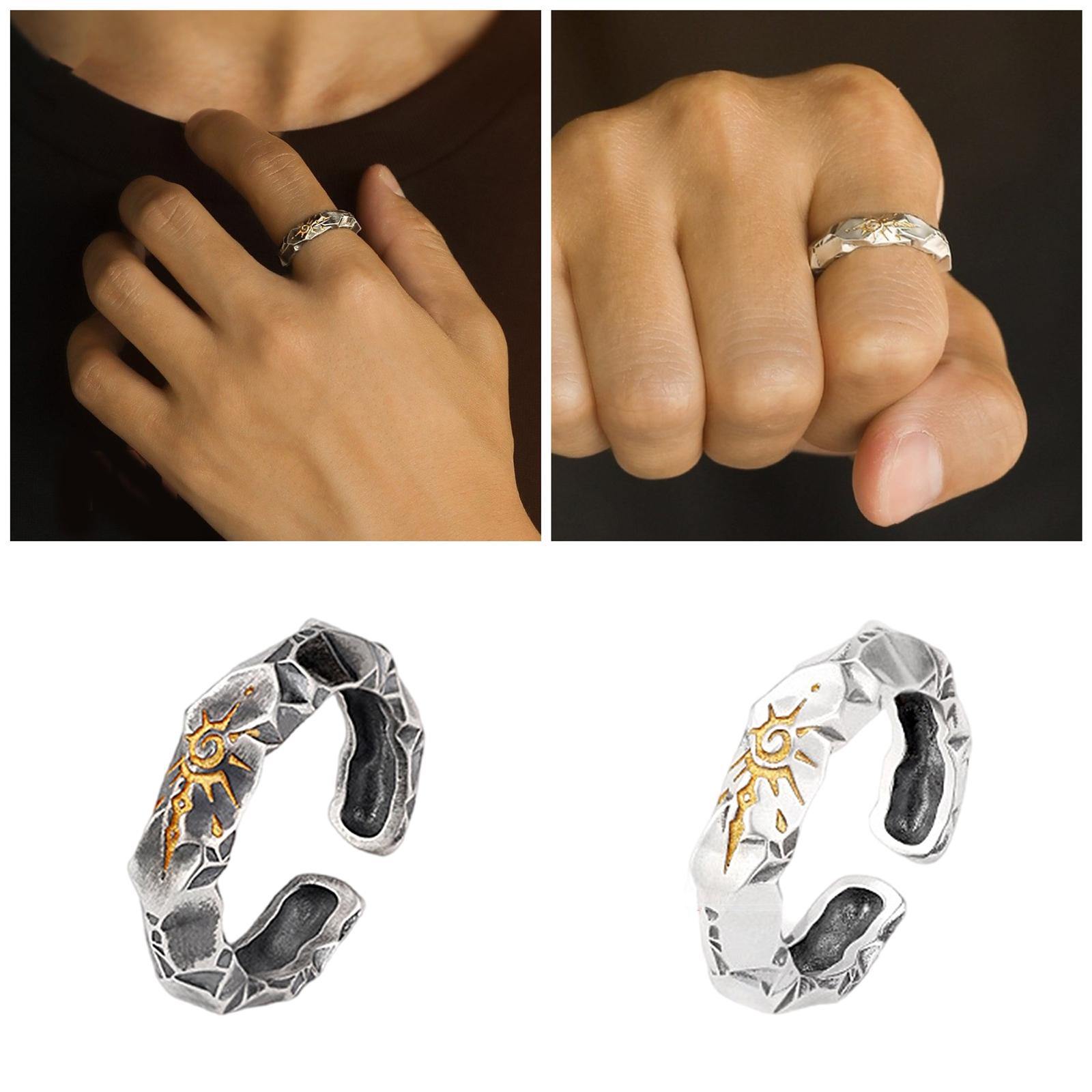 

Adjustable Copper Wishing Stone Ring for Men Symbol of Luck and Happiness Open Rings Comfortable Daily Wear Jewelry B