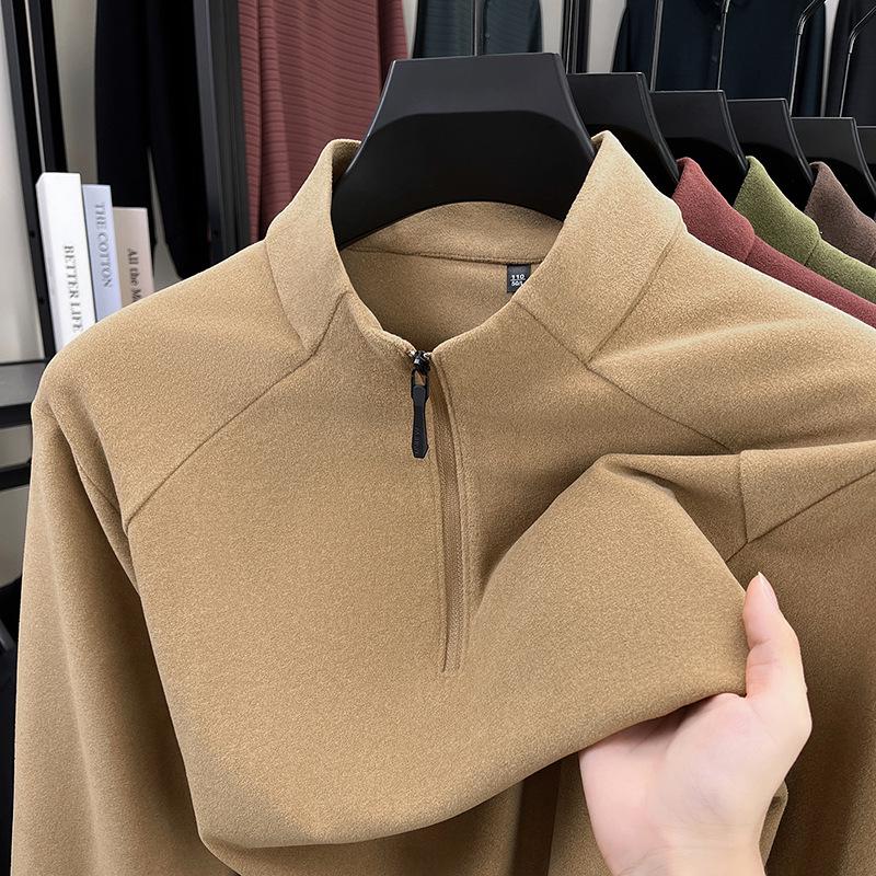 Herren Dicker Deutscher Samt Warmes Halbreißverschluss Stehkragen Sweatshirt - Einfarbige Herbst/Winter