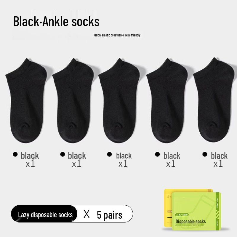 All-Season Mid-Calf Disposable Socks - One Size, Sweat-Absorbing and Travel-Friendly