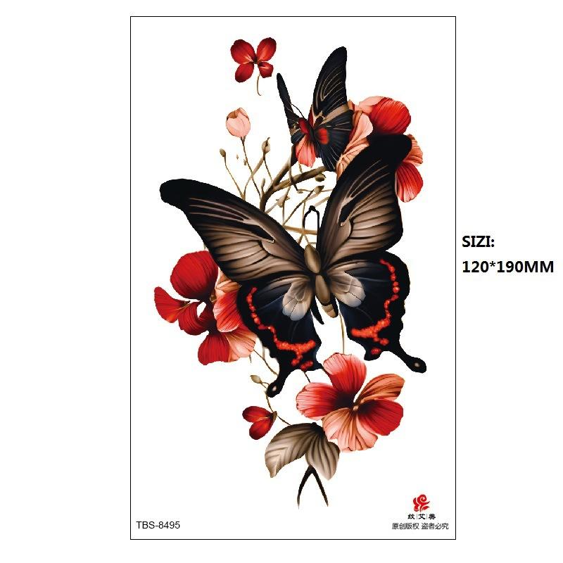 Black Butterfly Owl Sunflower Set Water Transfer Simulation Temporary Tattoo Sticker