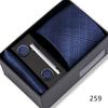 Men's Black & Wine Red Striped Plaid Tie Set with Pocket Square - Formal Wedding Gift Box