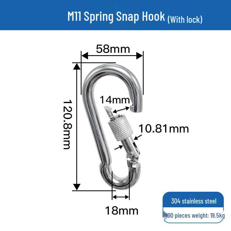 304 Edelstahl Karabinerhaken mit Schloss & Buchse für Schlüsselanhänger/Hundeleine