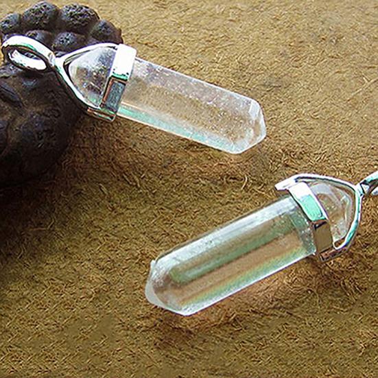 Faux Gemstone Rock Natural Quartz Healing Point Chakra Reiki Pendant Rope Necklace