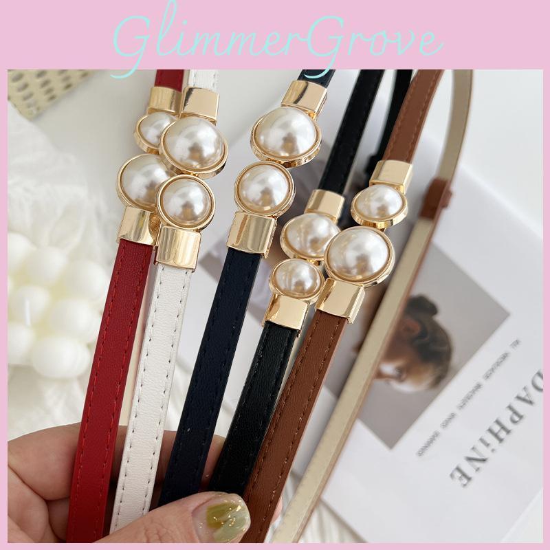 Stunning Matte Black Women's Belt With Elegant Pearl Buckle Perfect For Summer Outfits