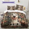 Biancheria da letto con motivo dalmata e fiori Decorazione per la casa Regalo di compleanno (1 * copripiumino + 2 * federa, senza nucleo)