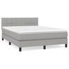 3140057 vidaXL Lit à sommier tapissier avec matelas Gris clair 140x200cm Tissu