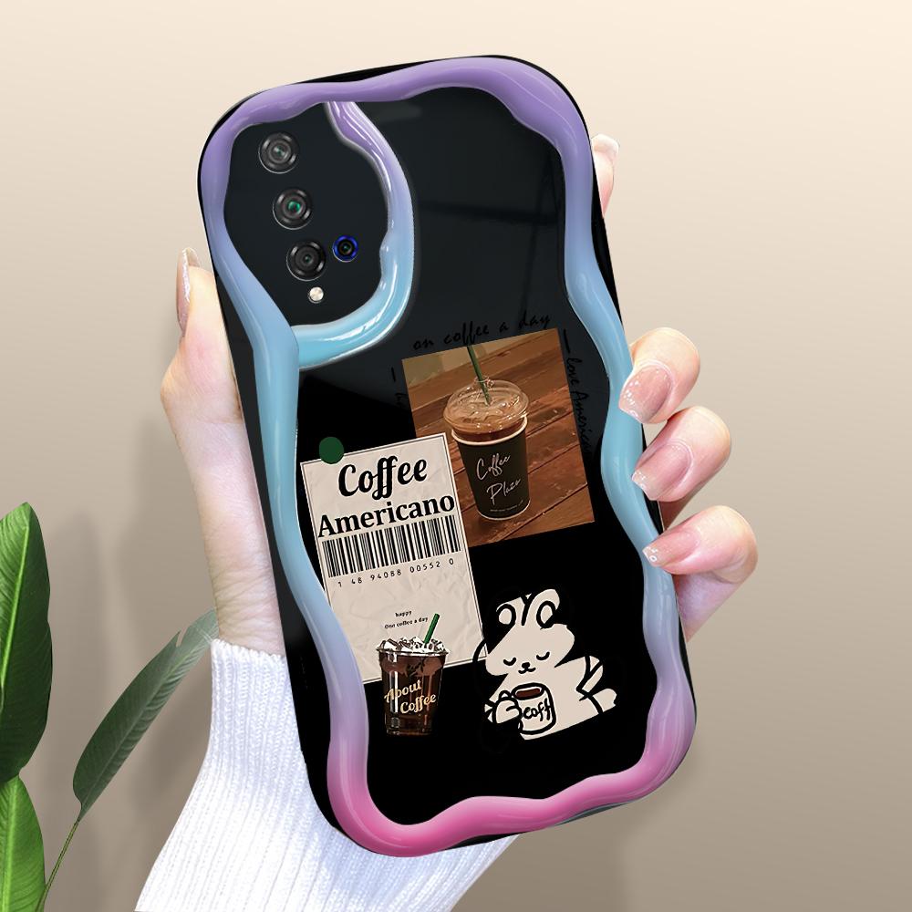 Cute Cartoon Pattern Cream Texture Casing Wavy Edge Soft Silicone Cover Phone Case for Huawei Honor Infinix Tecno iPhone