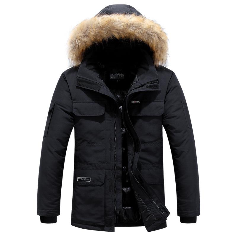 Winter Fur Hooded Parkas Men Duck Down Snow Jacket Windproof Coats Thickened -30 Degree Keep Warm Outdoor Outerwear