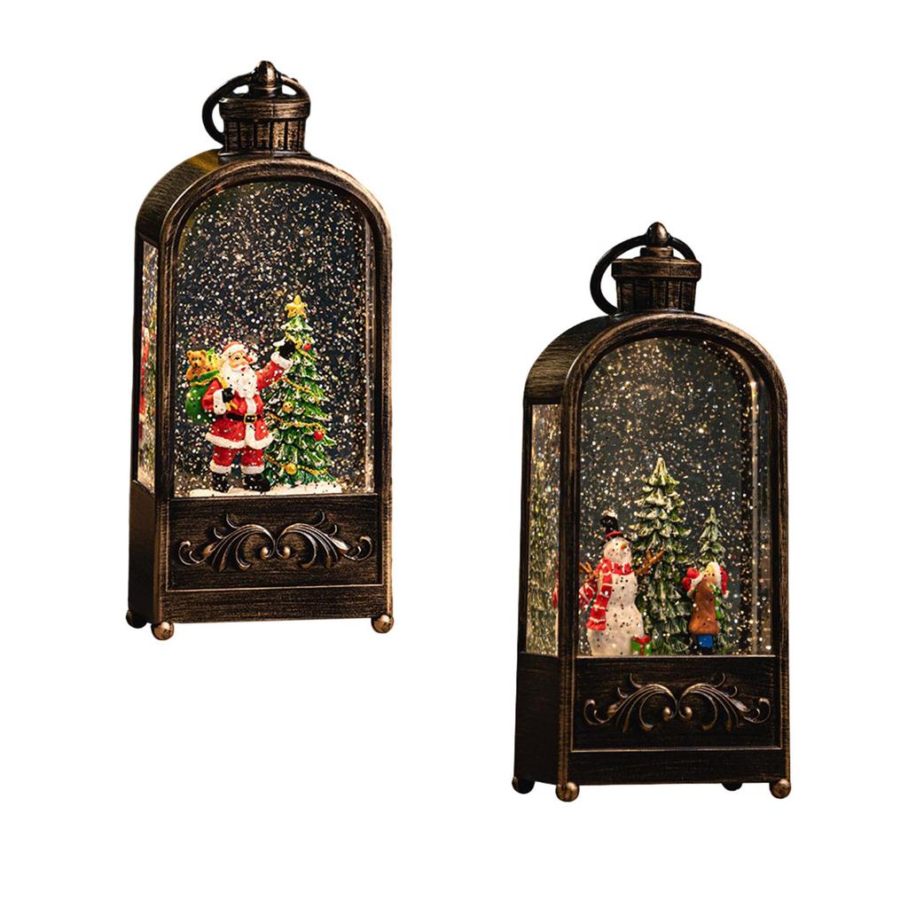 Lighted Christmas Snow Globe Lantern Crafts USB Powered Night Light Christmas Music Box for Indoor Window Holiday Xmas Wedding