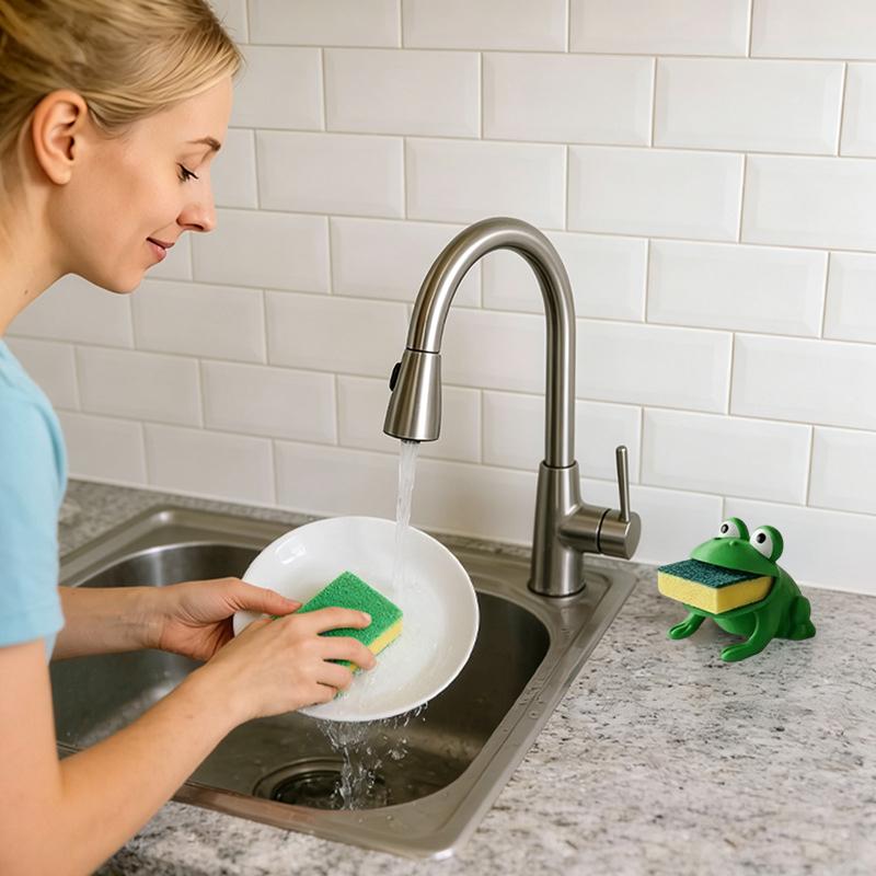 3D Printing Cute Frog Shaped Kitchen Sponge Holder Adorable Design Stable Base For Kitchen Sink Dishwashing Organization
