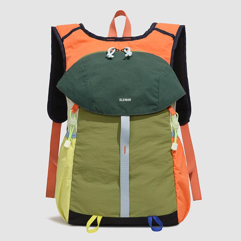 Schoolbag Large Capacity Water-Repellent Casual Travel Backpack for Men and Women Dopamine Color Block Patchwork Outdoor Hiking and Mountaineering