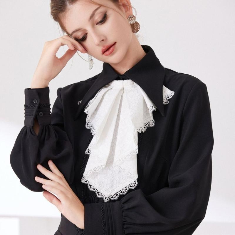 Courtstyle Spitze Drapierung Abnehmbarer Kragen Jabot Halsbekleidung Dekorativer Kragen für Punk-Styling Formelles Event Halsschmuck