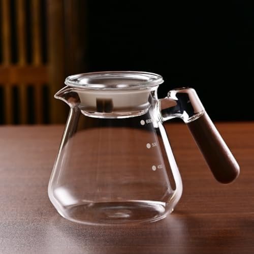

BHYGNVFIP (Small Shop) Coffee Pot, Unbreakable, Borosilicate Glass, Heat-Resistant, Flame-Retardant, Cold-Resistant, with Wooden Handle, Transparent,