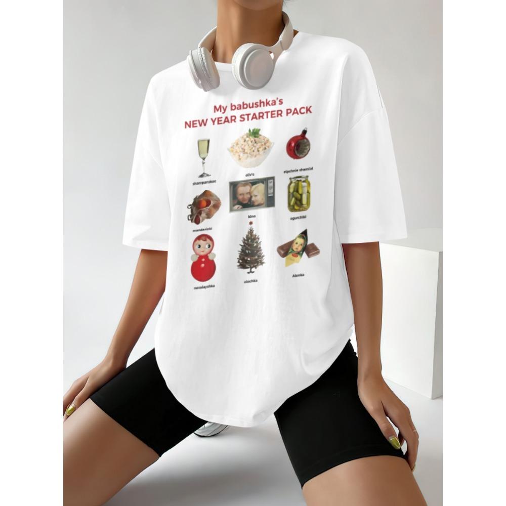 Vintage Style Sun Handprint Flower T-shirt for Women's Summer Casual Loose Short Sleeved T-shirt, Hip-hop Cute Aesthetic Astrology Top