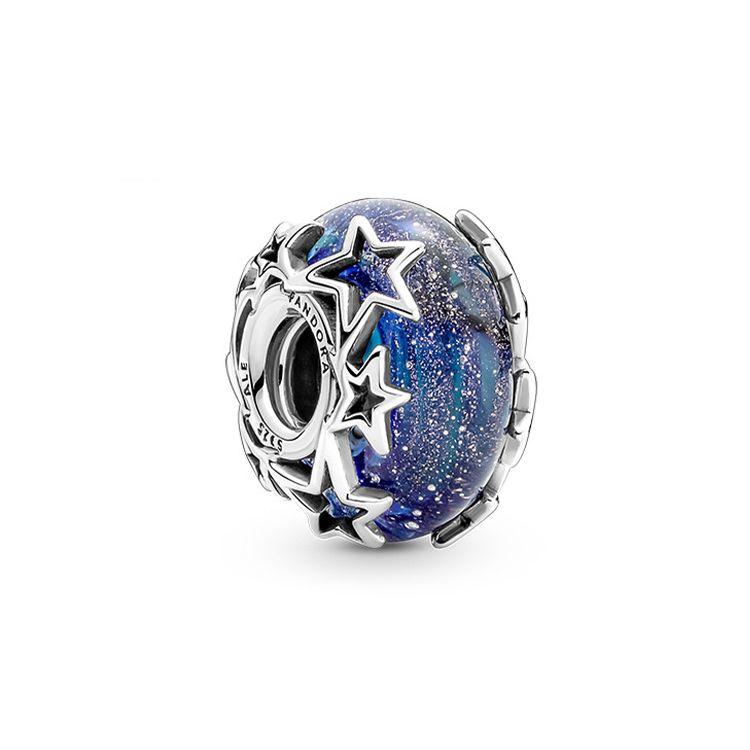 Pandora Blue Galaxy Glass Charm Women Jewelry 790015C00 Box,Blue