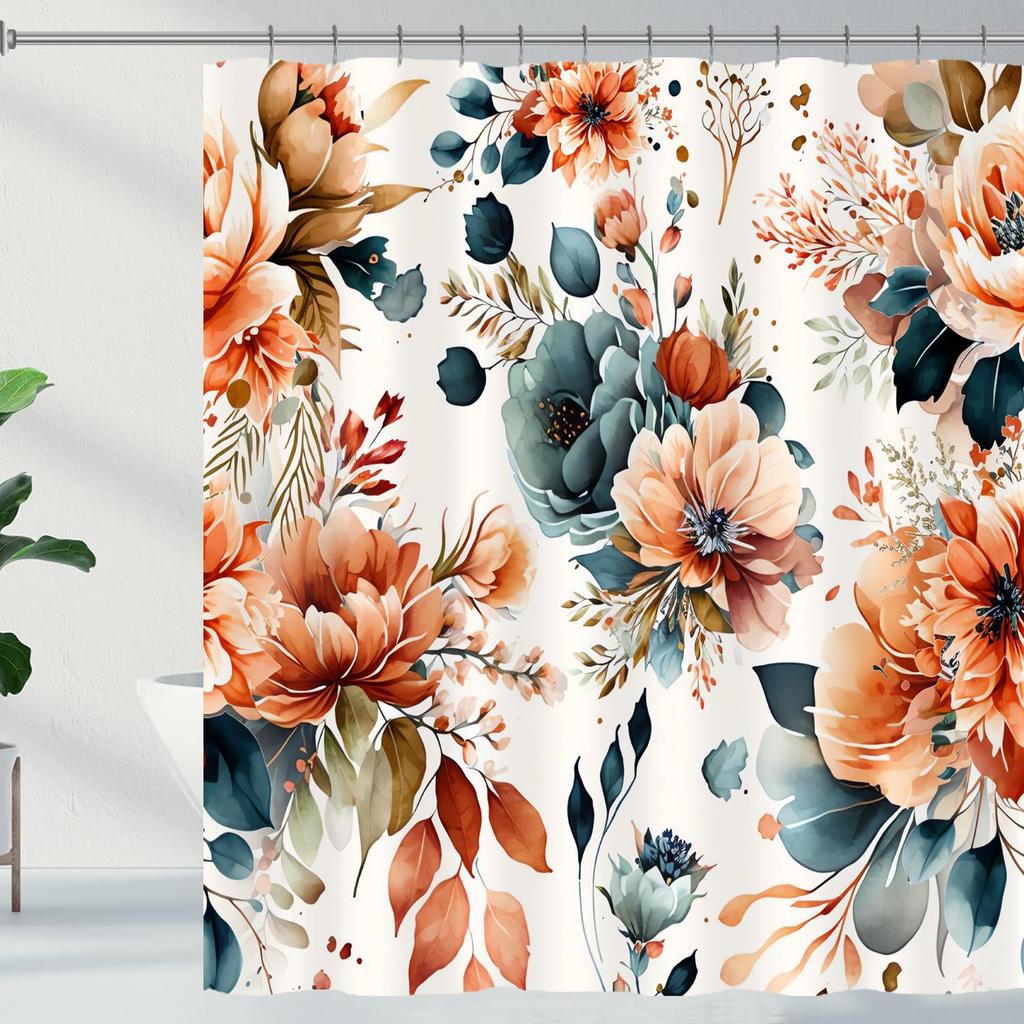 Black And White Flower Shower Curtain Flower Butterfly Shower Curtain With Hook Dark Flower Leaf Plant Bathroom Curtain Waterproof Shower Curtain