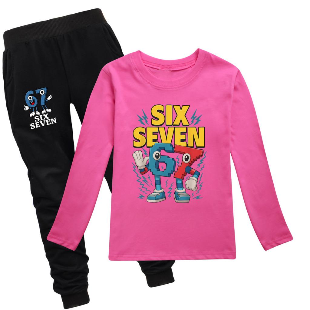 5260 Kinder Jungen Mädchen Steal a Brainrot 67 Print T-Shirt Hose Kleidung Set