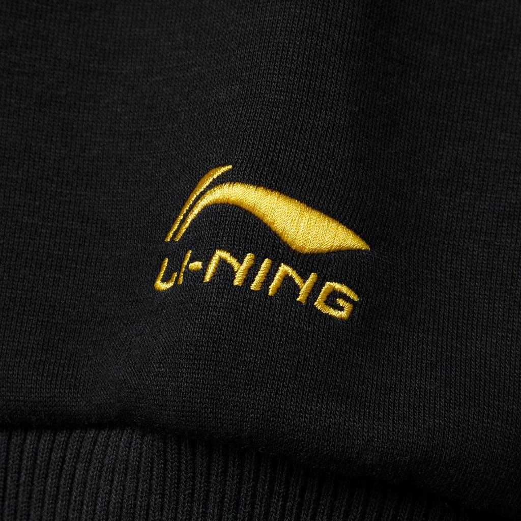 Li Ning Daily Prosperity Series CNY Comfortable Casual American Simple Sports Baseball Collar Loose Knit Sweater Men Tops Black AFDV535-1