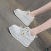 8cm Synthetic Genuine Leather Spring Chunky Sneakers Shoes Women Combat Autumn Warm Winter Ankle Platform Wedge Booties