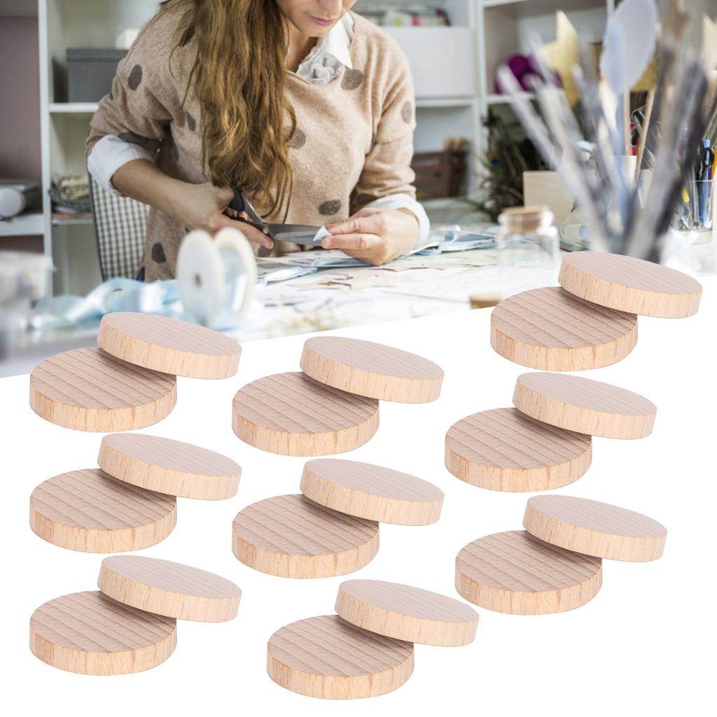100Pcs Blank Wood Discs Wooden Crafts DIY Decoration Maker HandMade Accessories