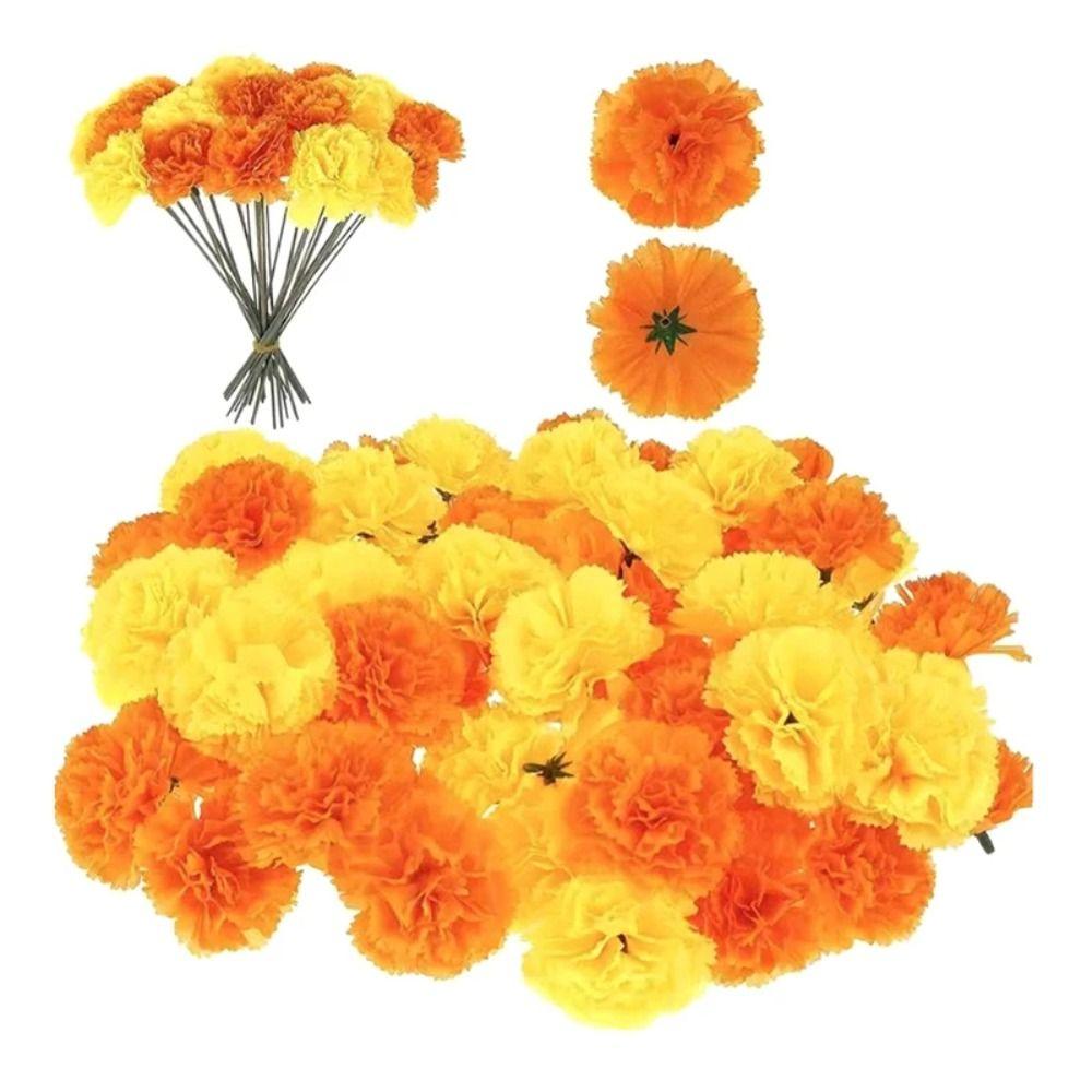 10Pcs DIY Fake Flower Heads Colorful Artificial Mexico Flowers Artificial Marigold Flowers Wreath