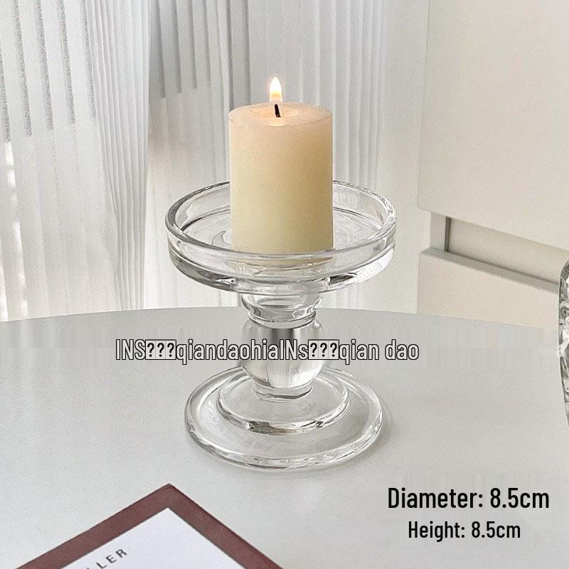 Roman Column Crystal Glass Candlestick: Retro Ornament for Romantic Candlelight Dinners and Photo Props.